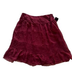 New Vertigo Paris Pleated Casual Lined Chiffon Silk Merlot Skirt sz 8